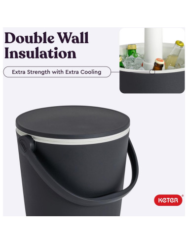 Enfriador Portátil Keter Go Bar 15.9L con Mesa Plegable Grafito