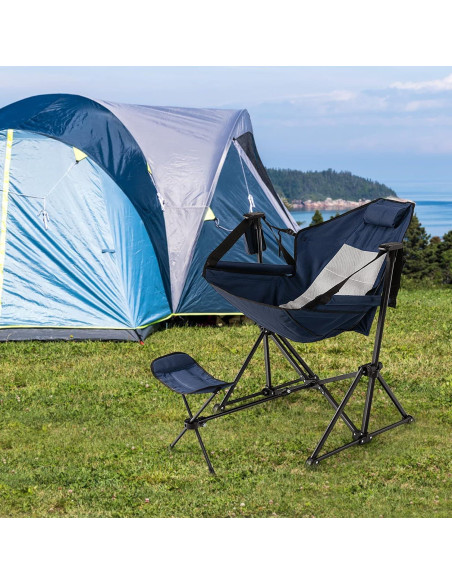 Silla de Camping Tangkula Plegable con Reposapiés Ajustable Silla de Camping Tangkula Plegable con Reposapiés Ajustable