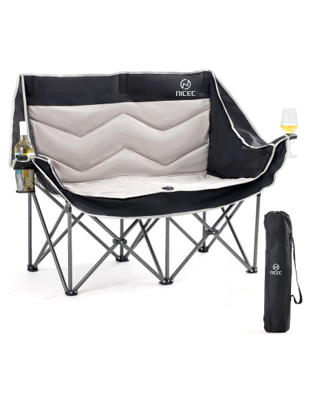 Mesa de Parrilla Ajustable Nice C + Loveseat Camping Negro Mesa de Parrilla Ajustable Nice C + Loveseat Camping Negro