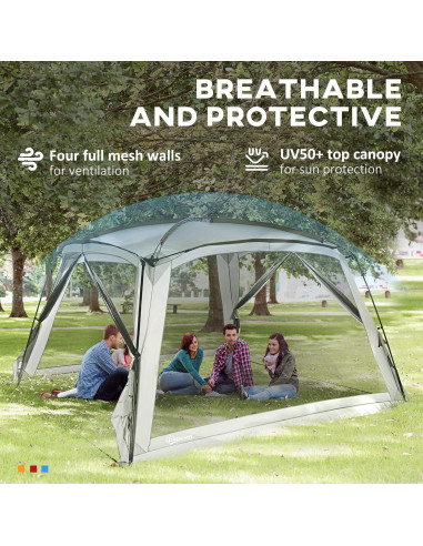 Carpa de Pantalla Outsunny 3.66m x 3.66m UV50+ para Camping
