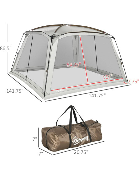 Carpa de Pantalla Outsunny 3.66m x 3.66m UV50+ para Camping Carpa de Pantalla Outsunny 3.66m x 3.66m UV50+ para Camping