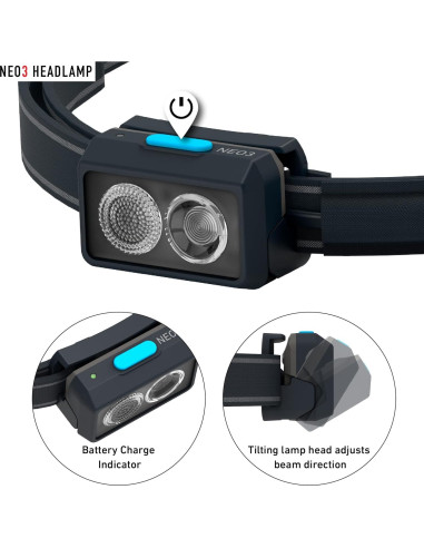 Linterna Frontal Ledlenser NEO3, 400 Lúmenes, Luz Ajustable