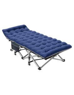 Cama de Camping Plegable Extra Ancha 190x71 cm - Azul Oscuro