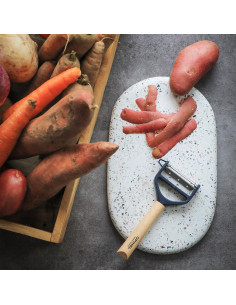 Pelador T-DUO Opinel - Mango Madera Haya - Doble Cuchilla Acero Inoxidable - Azul 2