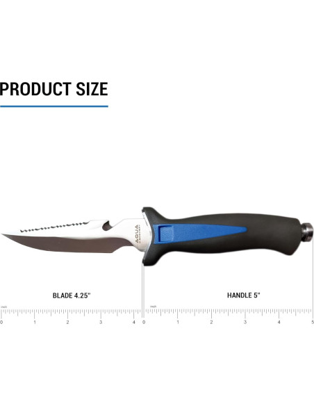 Cuchillo de Buceo AquaDiscovery 10" Acero Inoxidable 304ss Cuchillo de Buceo AquaDiscovery 10" Acero Inoxidable 304ss
