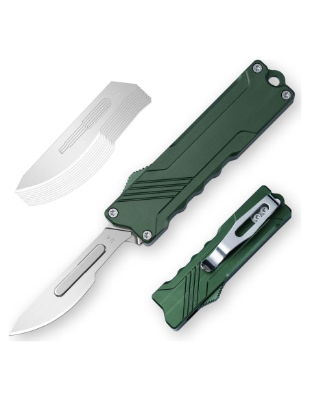Cuchillo Utility XXOK Verde EDC Plegable con 10 Hojas Reemplazables Cuchillo Utility XXOK Verde EDC Plegable con 10 Hojas Reemplazables