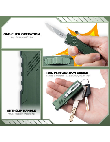 Cuchillo Utility XXOK Verde EDC Plegable con 10 Hojas Reemplazables
