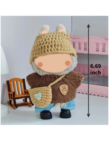 Conjunto de Ropa para Muñeca 17cm Coruja 3 Piezas Hecho a Mano