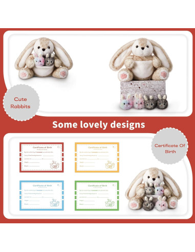 Conjunto de Peluches Conejo Mamá Niuniu Daddy 5 Piezas
