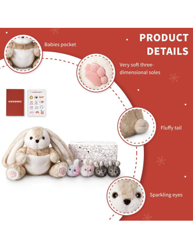 Conjunto de Peluches Conejo Mamá Niuniu Daddy 5 Piezas