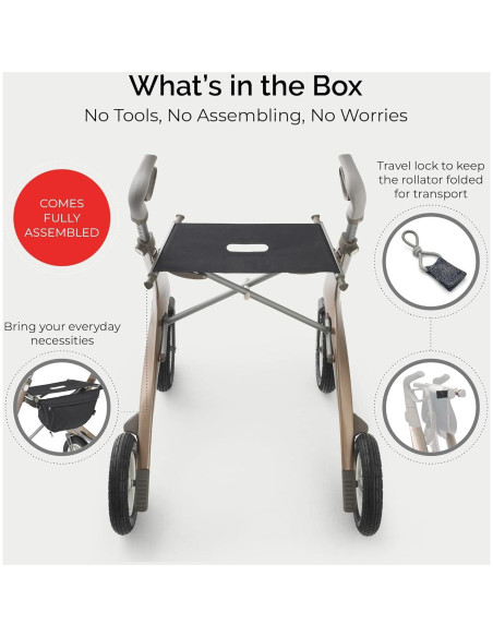 Andador Rollator Carbon Overland byACRE - Ligero 6.7 kg, Plegable Andador Rollator Carbon Overland byACRE - Ligero 6.7 kg, Plegable