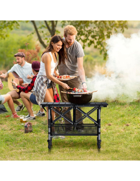 Mesa de Camping Plegable Anbte 2 Alturas Ajustables 70 cm Mesa de Camping Plegable Anbte 2 Alturas Ajustables 70 cm