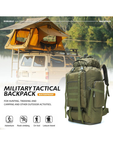 Mochila de Senderismo 100L HongXingHai Impermeable Verde Militar