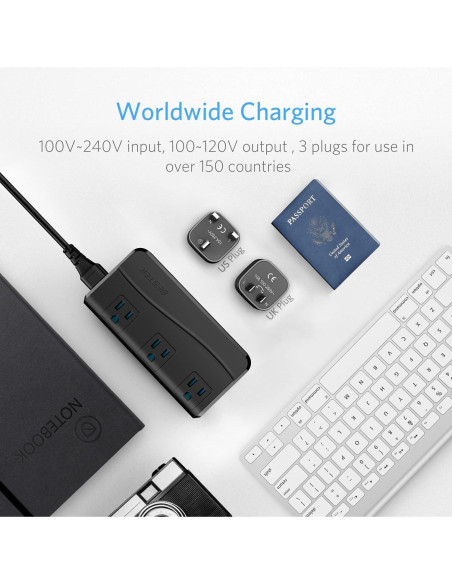 Adaptador de Viaje Universal BESTEK 220V a 110V con USB Adaptador de Viaje Universal BESTEK 220V a 110V con USB