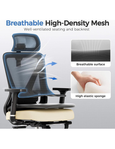 Silla de Oficina Ergonómica COMHOMA ErgoFlex-26, Soporte Lumbar 3D