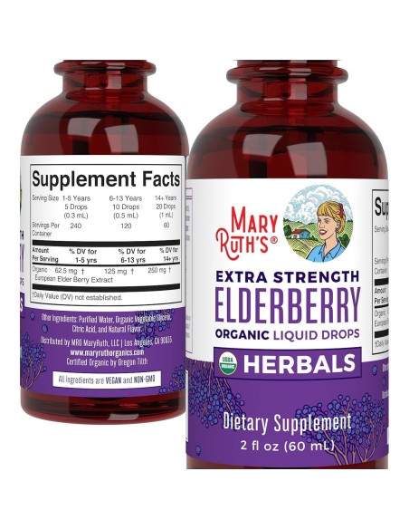 Jarabe de Saúco Extra Fuerte MaryRuth 59 ml Vegano Sin Azúcar Jarabe de Saúco Extra Fuerte MaryRuth 59 ml Vegano Sin Azúcar