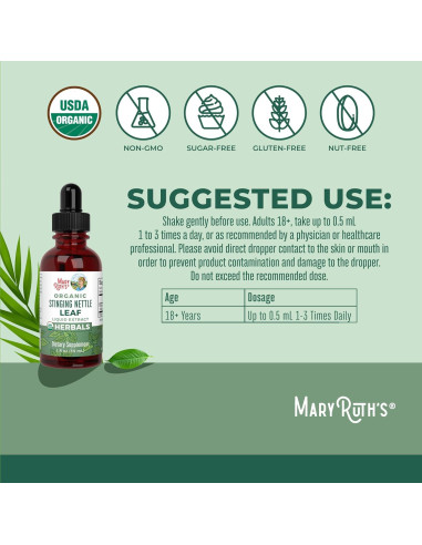 Extracto de Hoja de Ortiga MaryRuth 29.57 mL Orgánico Vegano