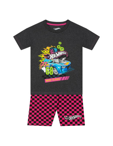 Conjunto camiseta y pantalones cortos Hot Wheels para niñas - Gris 12