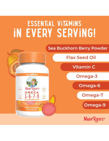 Gomas Veganas Omega 3-6-7-9 MaryRuth Organics 120 Unidades