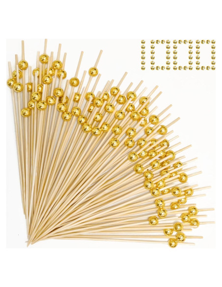 Palillos de Cóctel de Bambú ATZNZIK 1000 Piezas 11.94 cm Dorado Palillos de Cóctel de Bambú ATZNZIK 1000 Piezas 11.94 cm Dorado