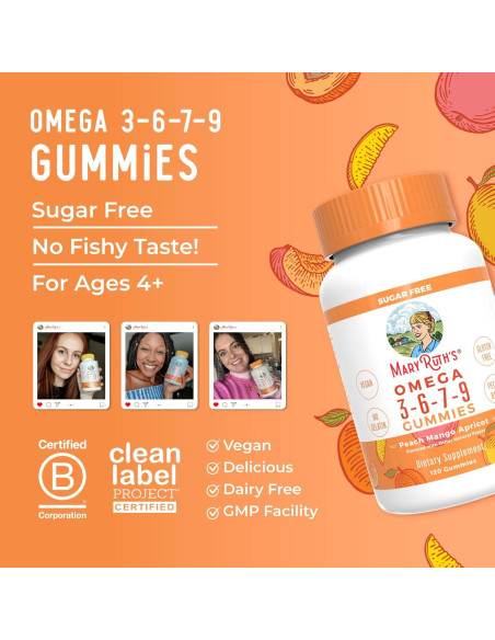 Gomas Veganas Omega 3-6-7-9 MaryRuth Organics 120 Unidades Gomas Veganas Omega 3-6-7-9 MaryRuth Organics 120 Unidades