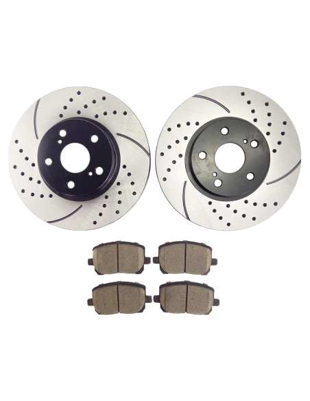 Discos de Freno Delanteros Perforados y Pastillas Cerámicas Atmansta para Toyota Corolla 2003-2008 Discos de Freno Delanteros Perforados y Pastillas Cerámicas Atmansta para Toyota Corolla 2003-2008