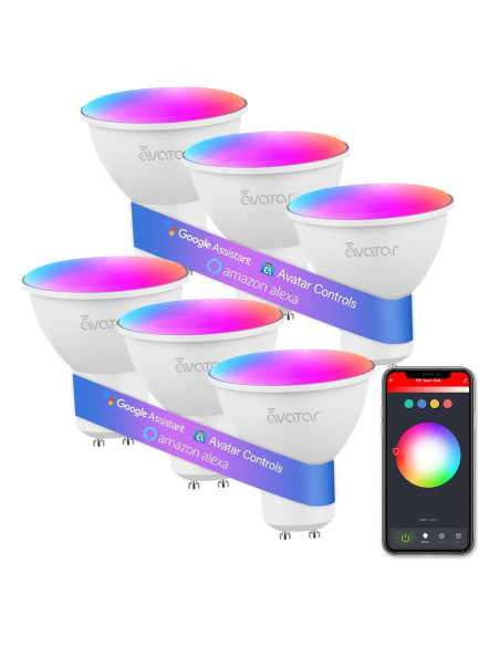 Paquete de 6 Bombillas LED Inteligentes GU10 5W RGB WiFi Paquete de 6 Bombillas LED Inteligentes GU10 5W RGB WiFi
