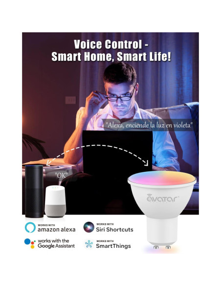 Paquete de 6 Bombillas LED Inteligentes GU10 5W RGB WiFi Paquete de 6 Bombillas LED Inteligentes GU10 5W RGB WiFi