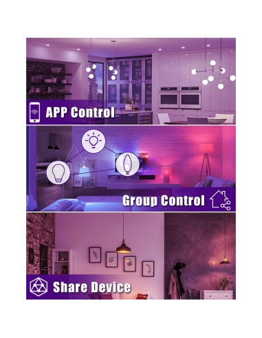 Paquete de 6 Bombillas LED Inteligentes GU10 5W RGB WiFi