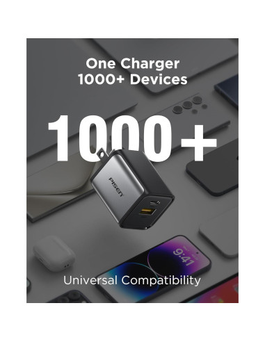 Cargador USB C PISEN 30W Doble Puerto PD QC 3.0