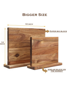 Bloque de cuchillos magnético Uniharpa 40.6x30.5cm madera acacia 2