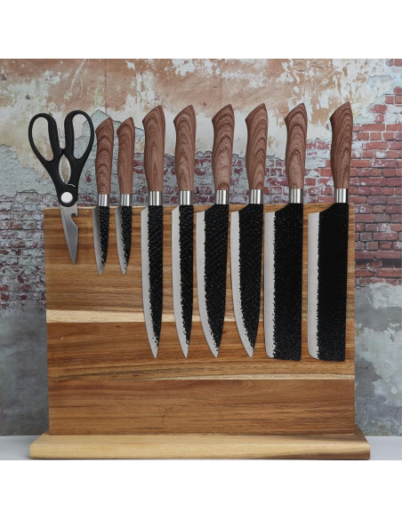 Bloque de cuchillos magnético Uniharpa 40.6x30.5cm madera acacia Bloque de cuchillos magnético Uniharpa 40.6x30.5cm madera acacia