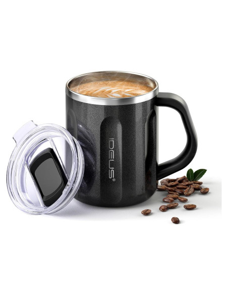 Taza de Café Ideus 473 ml Acero Inoxidable Aislada Negra Taza de Café Ideus 473 ml Acero Inoxidable Aislada Negra