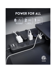 Regleta de Protección Sobretensiones PLUGTUL 8 Salidas 20W USB-C 2