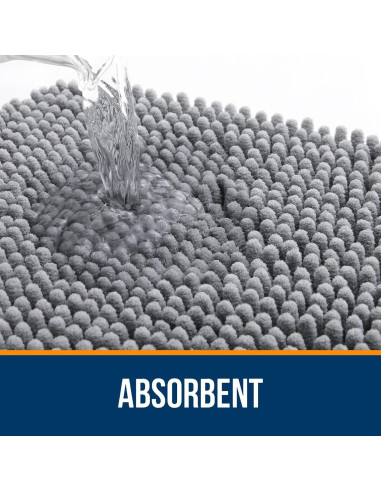 Conjunto de Alfombrillas de Baño OLANLY 2 Piezas Chenille Gris