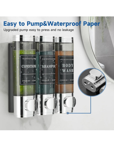 Dispensador de Jabón Unisense 3 Cámaras Cromo 300ml Sin Taladro