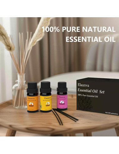 Juego de Aceites Esenciales Elaunva 100% Puro 6x10ml