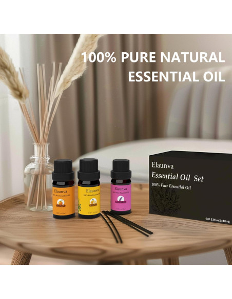 Juego de Aceites Esenciales Elaunva 100% Puro 6x10ml Juego de Aceites Esenciales Elaunva 100% Puro 6x10ml