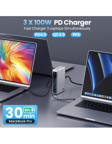 Cargador USB C 730W GaN IV 10 Puertos Rápido para Laptops