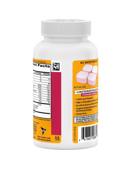 Airborne Suplemento Inmunológico 1000mg Vitamina C + Zinc 116 Tabletas Masticables Airborne Suplemento Inmunológico 1000mg Vitamina C + Zinc 116 Tabletas Masticables