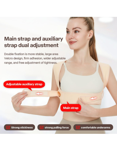 Corrector de Postura Ajustable Beige para Espalda - Unisex