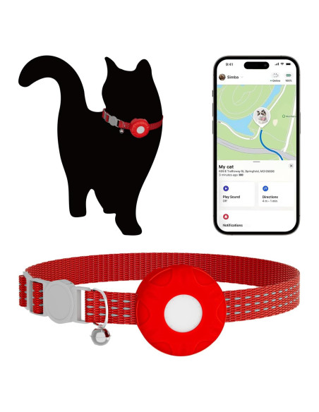 Rastreador GPS para Gatos HONGTOP H Impermeable Bluetooth Rojo Rastreador GPS para Gatos HONGTOP H Impermeable Bluetooth Rojo