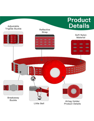 Rastreador GPS para Gatos HONGTOP H Impermeable Bluetooth Rojo