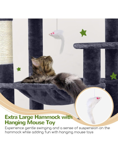 Árbol para Gatos Globlazer F70 Pro 70" Gris Oscuro con Hamaca