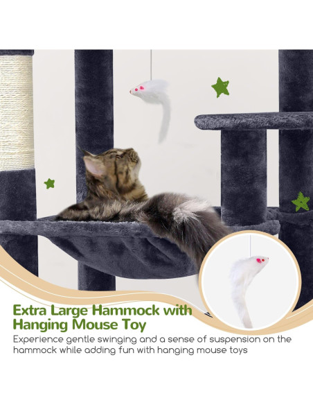 Árbol para Gatos Globlazer F70 Pro 70" Gris Oscuro con Hamaca Árbol para Gatos Globlazer F70 Pro 70" Gris Oscuro con Hamaca