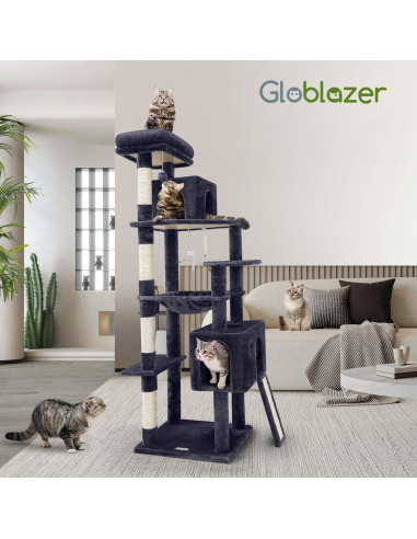 Árbol para Gatos Globlazer F70 Pro 70" Gris Oscuro con Hamaca