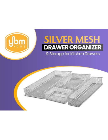 Organizador de Cajones YBM HOME de Malla Plateado 7.62x38.1 cm
