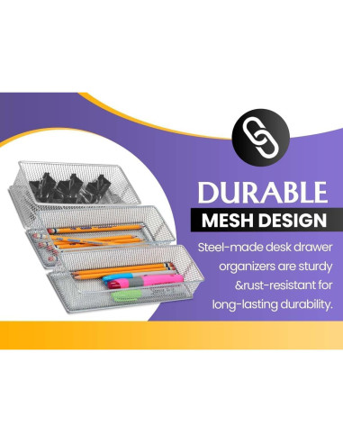 Organizador de Cajones YBM HOME de Malla Plateado 7.62x38.1 cm