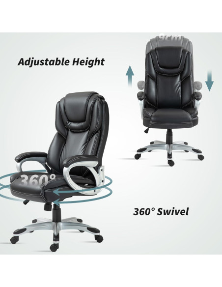 Silla de Oficina HOMCOM Negra con Respaldo Alto y Inclinación Silla de Oficina HOMCOM Negra con Respaldo Alto y Inclinación