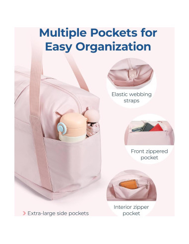 Bolsa de Gimnasio Plegable BAGSMART Rosa 23L Aprobada Aerolíneas